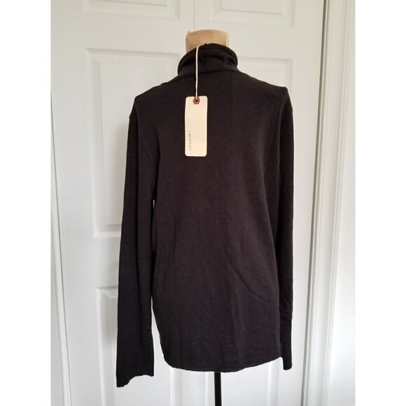 Lanston Women's Black Turtleneck Long Sleeve Top Sweater  W/Thumbholes Size L - Picture 2 of 12